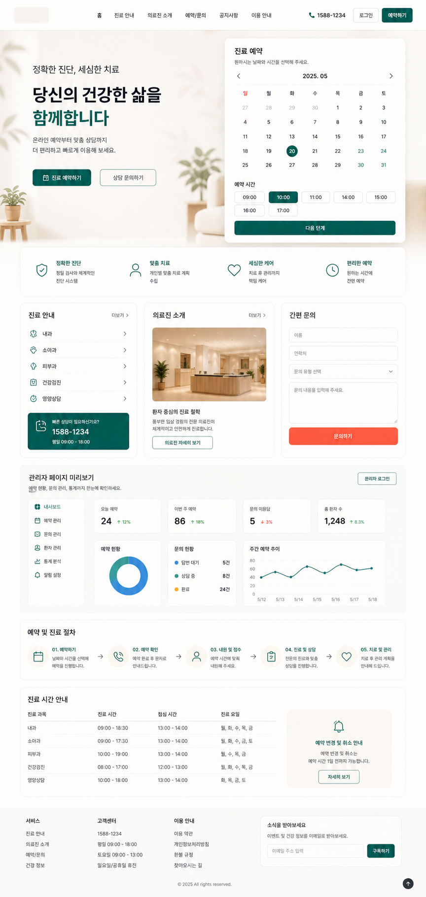 예약 문의 관리 웹사이트 샘플 화면